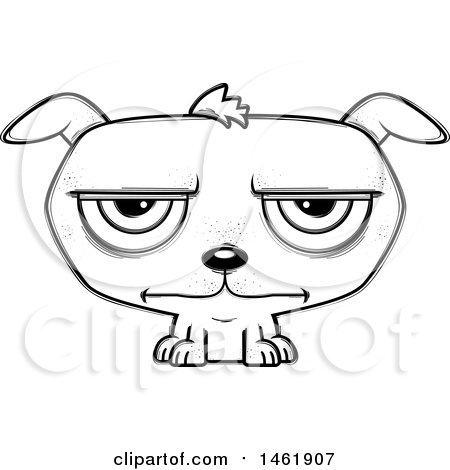 Clipart of a Cartoon Lineart Bored Evil Puppy Dog - Royalty Free Vector Illustration by Cory Thoman