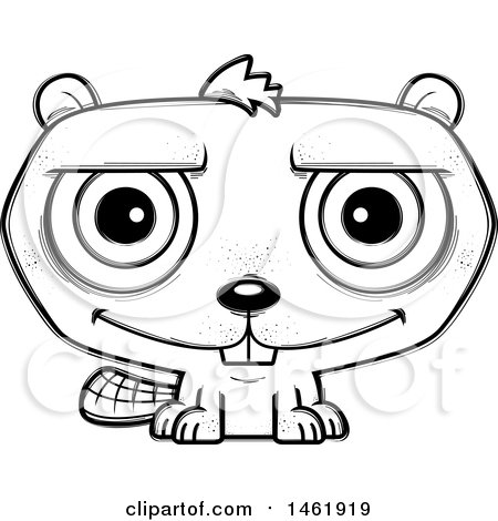 Clipart of a Cartoon Lineart Smiling Evil Beaver - Royalty Free Vector Illustration by Cory Thoman