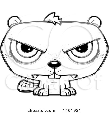 Clipart of a Cartoon Lineart Mad Evil Beaver - Royalty Free Vector Illustration by Cory Thoman