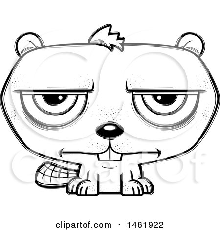 Clipart of a Cartoon Lineart Bored Evil Beaver - Royalty Free Vector Illustration by Cory Thoman