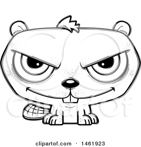 Clipart of a Cartoon Lineart Evil Beaver - Royalty Free Vector Illustration by Cory Thoman