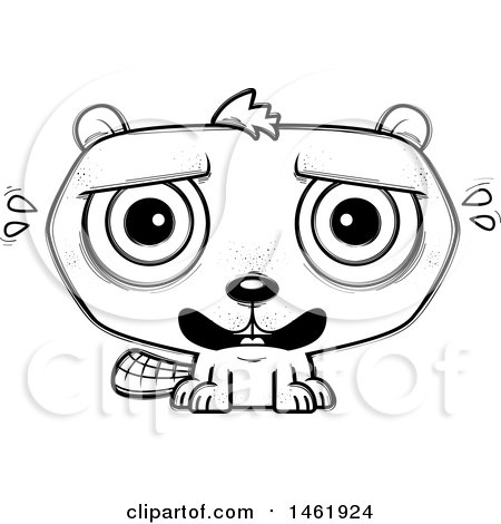 Clipart of a Cartoon Lineart Scared Evil Beaver - Royalty Free Vector Illustration by Cory Thoman