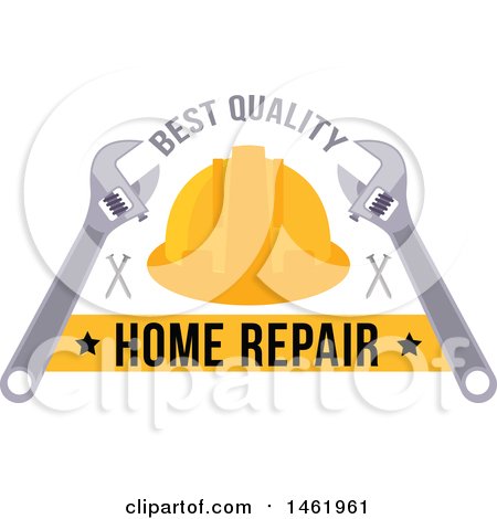 Clipart of a Hardhat Home Repair Design - Royalty Free Vector Illustration by Vector Tradition SM