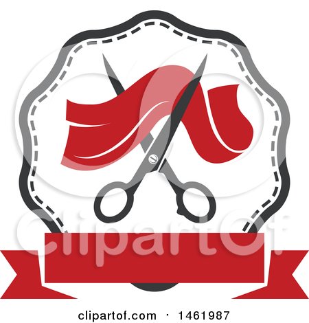 Clipart of a Frame with Scissors and Cloth - Royalty Free Vector Illustration by Vector Tradition SM