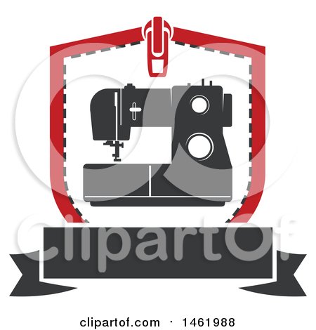 Clipart of a Sewing Machine in a Zipper Shield - Royalty Free Vector Illustration by Vector Tradition SM