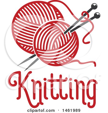 Clipart of Red Balls of Yarn and Needles over Text - Royalty Free Vector Illustration by Vector Tradition SM