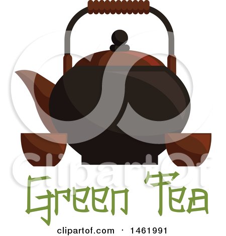 Clipart of a Tea Pot with Cups with Text - Royalty Free Vector Illustration by Vector Tradition SM