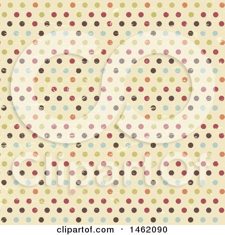 Clipart of a Distressed Vintage Polka Dot Background Pattern - Royalty Free Vector Illustration by KJ Pargeter