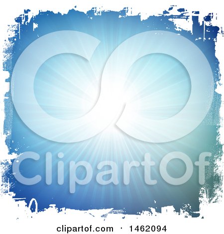 Clipart of a Blue Sunny Sky with a Grungy White Border - Royalty Free Vector Illustration by KJ Pargeter