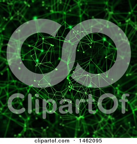Clipart of a Green Digital Connections Networking Background - Royalty Free Illustration by KJ Pargeter