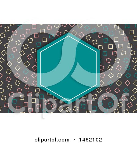 Clipart of a Turquoise Frame over a Diamond Pattern - Royalty Free Vector Illustration by KJ Pargeter