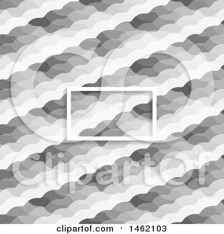 Clipart of a Blank Frame over a Grayscale Diagonal Pattern Background - Royalty Free Vector Illustration by KJ Pargeter