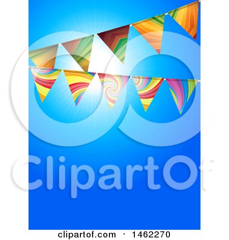 Clipart of Party Bunting Banners over a Blue Sky - Royalty Free Vector Illustration by elaineitalia