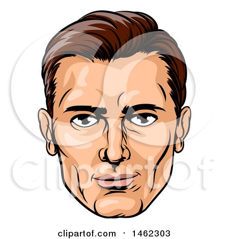 Clipart of a Caucasian Mans Face in Comic Pop Art Style - Royalty Free Vector Illustration by AtStockIllustration