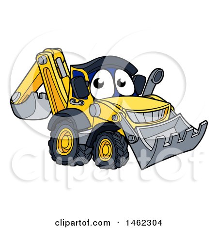 Clipart of a Cartoon Digger Bulldozer Mascot - Royalty Free Vector Illustration by AtStockIllustration