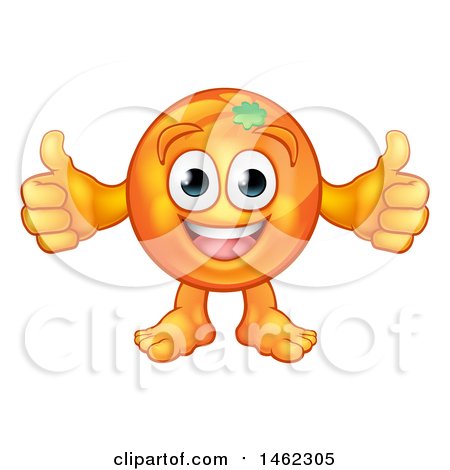 Clipart of a Cartoon Happy Orange Mascot Character Giving Two Thumbs up - Royalty Free Vector Illustration by AtStockIllustration