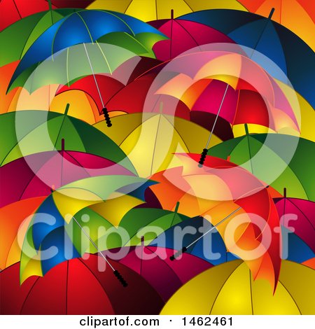 Clipart of a Background of Colorful Umbrellas - Royalty Free Vector Illustration by elaineitalia