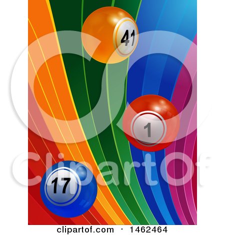 Clipart of a Rainbow Curve with 3d Bingo Balls - Royalty Free Vector Illustration by elaineitalia
