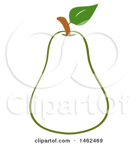 Clipart of a Green Outlined Pear - Royalty Free Vector Illustration by Hit Toon