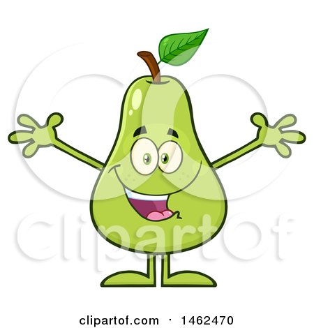 Clipart of a Happy Pear Mascot Character with Open Arms - Royalty Free Vector Illustration by Hit Toon