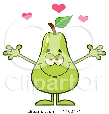 Clipart of a Loving Pear Mascot Character - Royalty Free Vector Illustration by Hit Toon