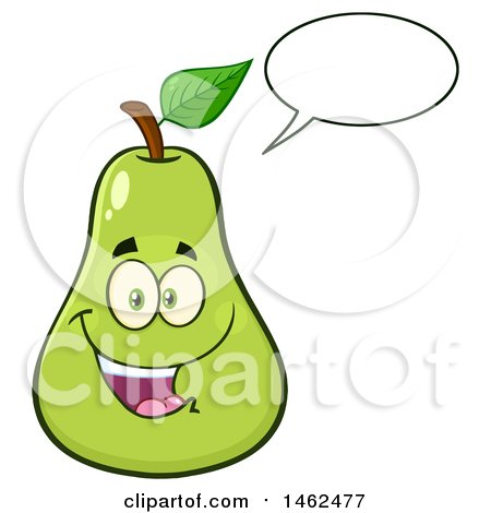 Clipart of a Happy Pear Mascot Character Talking - Royalty Free Vector Illustration by Hit Toon
