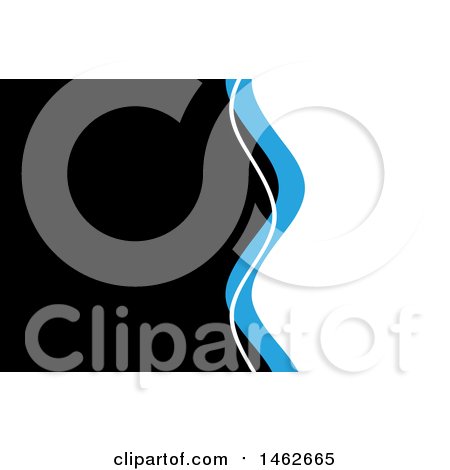 Clipart of a Background Business Card Design of Black, White and Blue Waves - Royalty Free Vector Illustration by KJ Pargeter