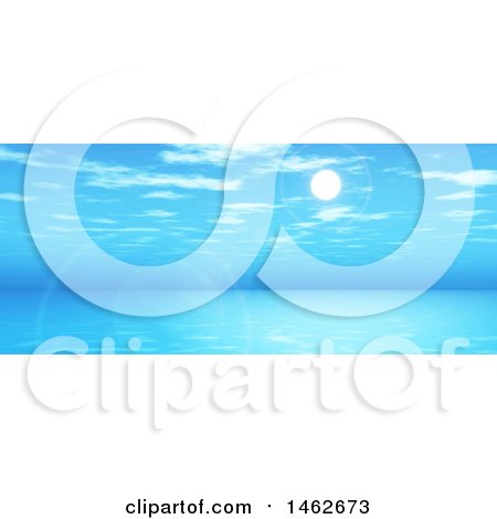Clipart of a Blue Widescreen Landscape of 3d Sky and Ocean - Royalty Free Illustration by KJ Pargeter