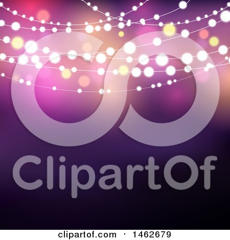 Clipart of a Party Background with String Lights and Flares - Royalty Free Vector Illustration by KJ Pargeter