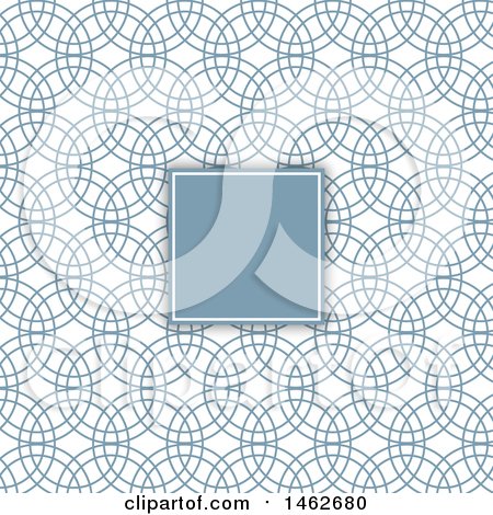 Clipart of a Blank Frame over a Blue Circles Pattern - Royalty Free Vector Illustration by KJ Pargeter