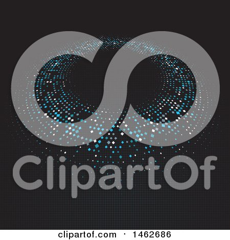 Clipart of a Ring of Halftone Dots on Black - Royalty Free Vector Illustration by KJ Pargeter