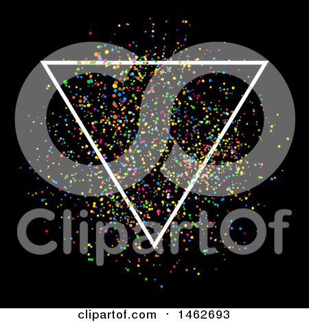 Clipart of a Triangle over a Colorful Confetti Background - Royalty Free Vector Illustration by KJ Pargeter
