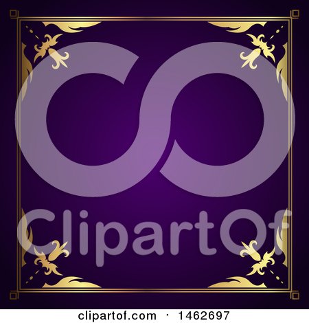 Clipart of a Golden Border on Purple - Royalty Free Vector Illustration by KJ Pargeter