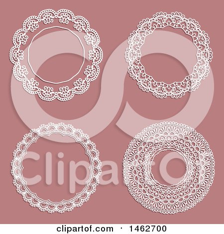Clipart of Lace Frames on a Pink Background - Royalty Free Vector Illustration by KJ Pargeter
