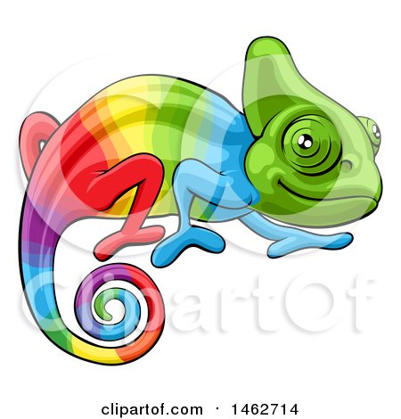 Clipart of a Cartoon Happy Rainbow Chameleon Lizard - Royalty Free Vector Illustration by AtStockIllustration