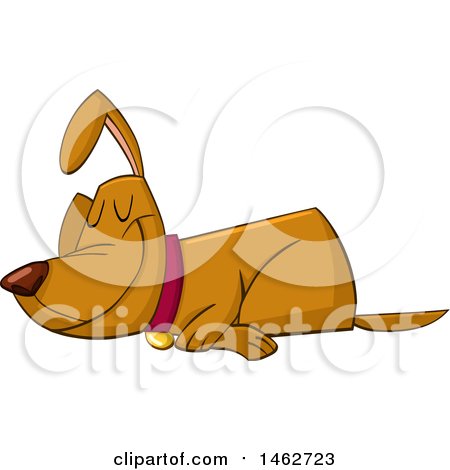 Clipart of a Sleeping Dog Smiling - Royalty Free Vector Illustration by yayayoyo