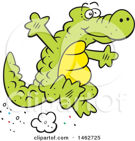 Clipart of an Alligator or Crocodile Jumping - Royalty Free Vector Illustration by Johnny Sajem