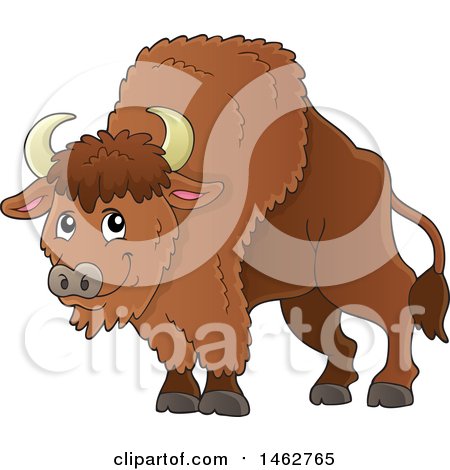 Clipart of a Happy Brown Bison - Royalty Free Vector Illustration by visekart