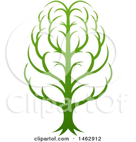 Clipart of a Gradient Green Brain Tree - Royalty Free Vector Illustration by AtStockIllustration