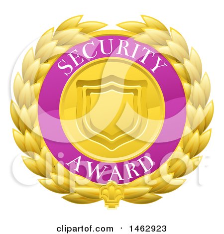 Clipart of a Laurel Wreath Badge with Security Award Text - Royalty Free Vector Illustration by AtStockIllustration