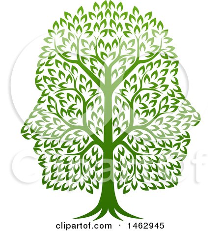 Clipart of a Green Tree with Profiled Faces in the Canopy - Royalty Free Vector Illustration by AtStockIllustration