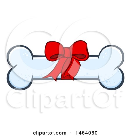 Clipart of a Bow on a Dog Bone - Royalty Free Vector Illustration by Hit Toon