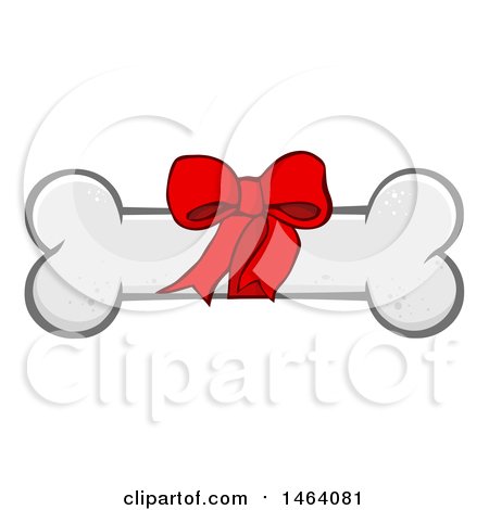 Clipart of a Bow on a Dog Bone - Royalty Free Vector Illustration by Hit Toon
