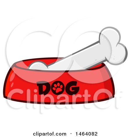 Clipart of a Dog Bone in a Bowl - Royalty Free Vector Illustration by Hit Toon