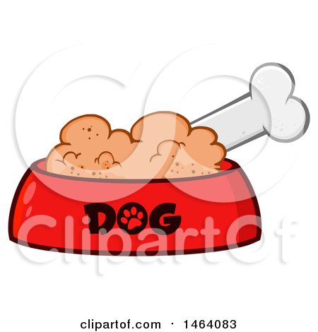 Clipart of a Dog Bone and Food in a Bowl - Royalty Free Vector Illustration by Hit Toon