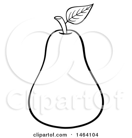 Clipart of a Black and White Pear - Royalty Free Vector Illustration by Hit Toon