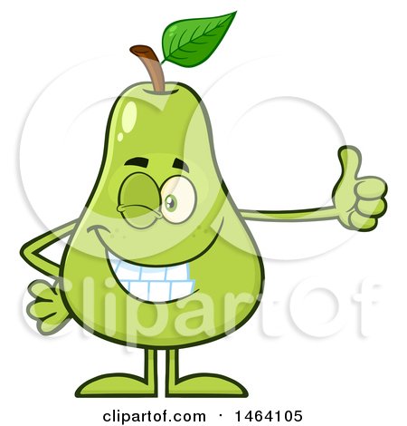 Clipart of a Pear Mascot Character Giving a Thumb up - Royalty Free Vector Illustration by Hit Toon