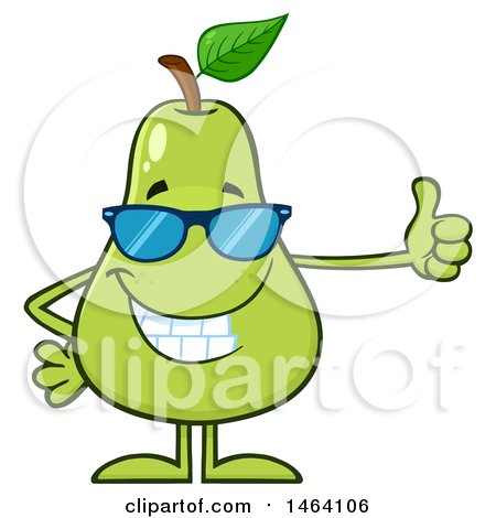 Clipart of a Pear Mascot Character Wearing Shades and Giving a Thumb up - Royalty Free Vector Illustration by Hit Toon