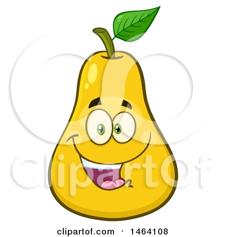 Clipart of a Yellow Pear Mascot Character - Royalty Free Vector Illustration by Hit Toon