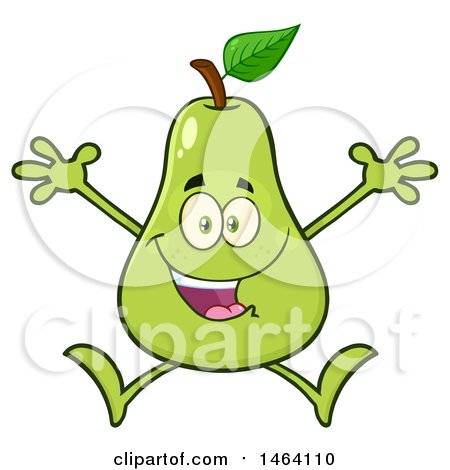 Clipart of a Pear Mascot Character Jumping - Royalty Free Vector Illustration by Hit Toon